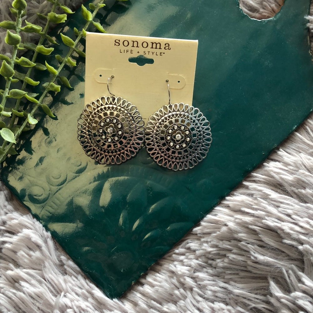 NWT Sonoma silver round earrings